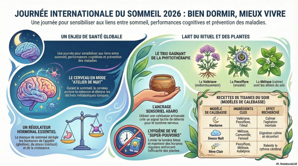 Journée internationale du sommeil 2026 : science, plantes… et calebasses ABARO pour enfin dormir comme un loir